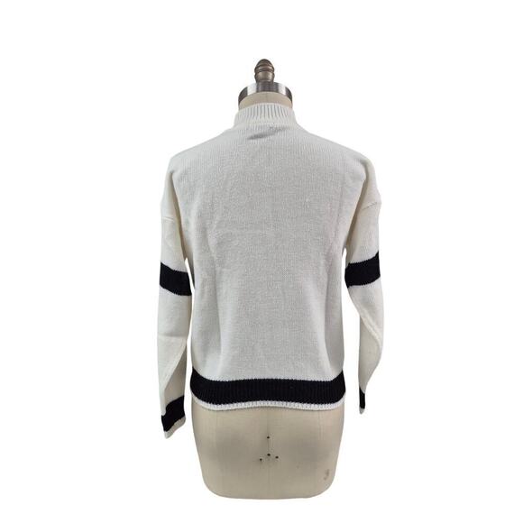 VTG 80s 90s Y2K Spice It Up 100% Acrylic Sweater White Colorful Skier Women L - Picture 4 of 5